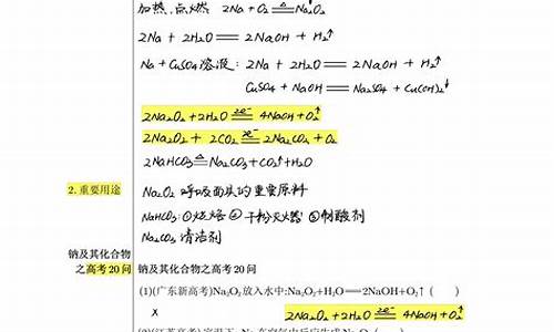 钠的高考真题,钠及其化合物高考题型